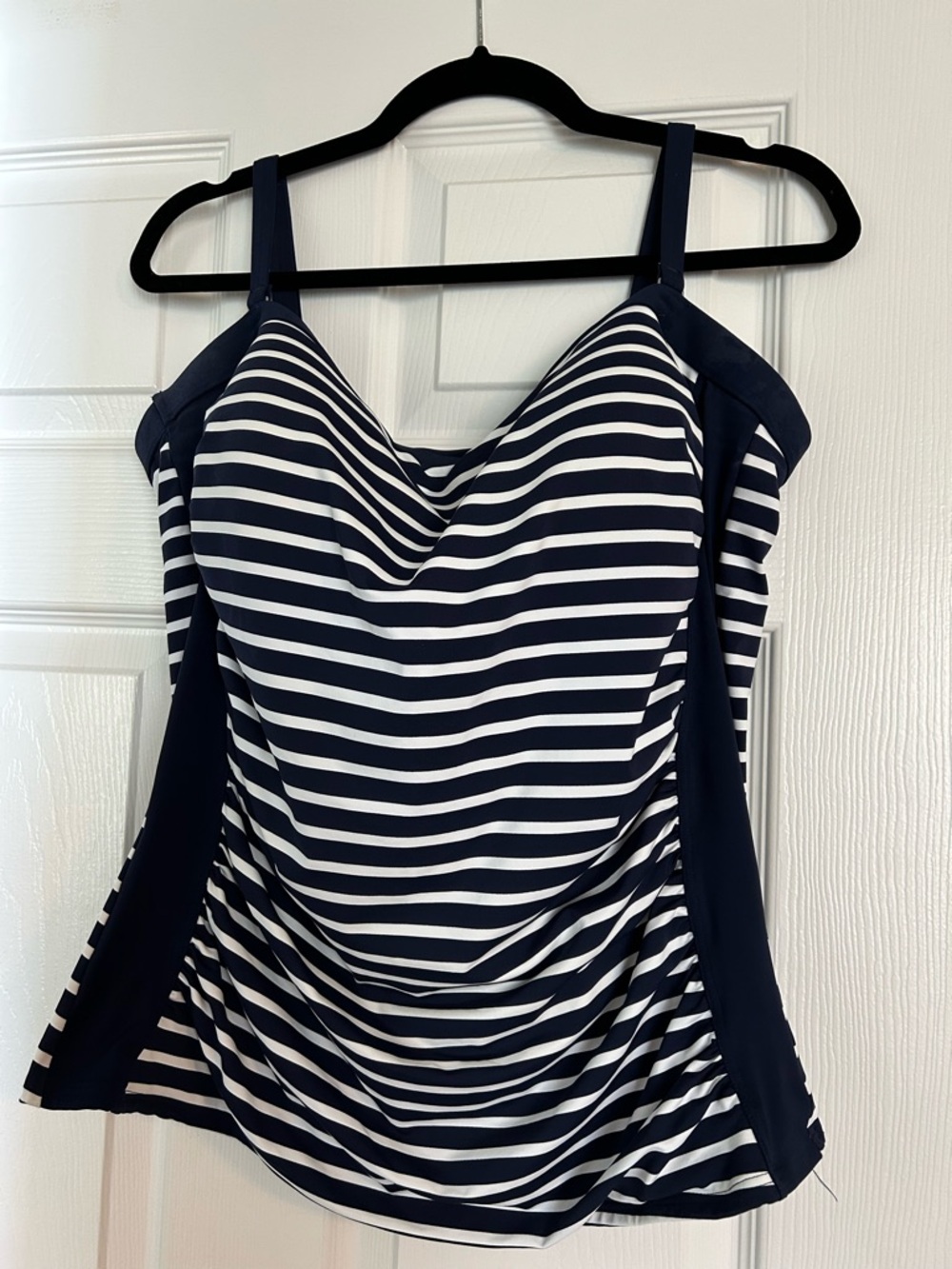 Lands' End Navy & White Swim Top with Tag Detail